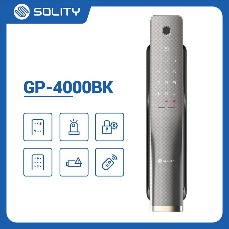 Khóa điện tử Solity GP-4000BK phù hợp lắp đặt cho cửa gỗ