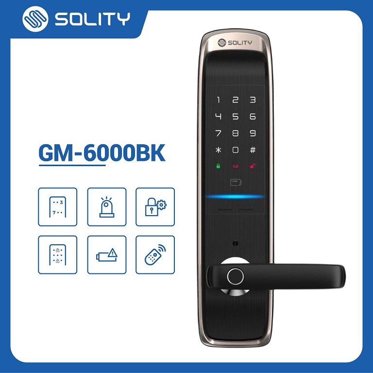 Khóa điện tử vân tay Solity GM-6000BK phù hợp với cửa sắt