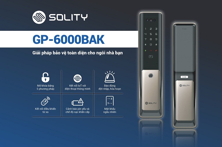 Khóa vân tay cho cửa nhựa Solity GP-6000BAK